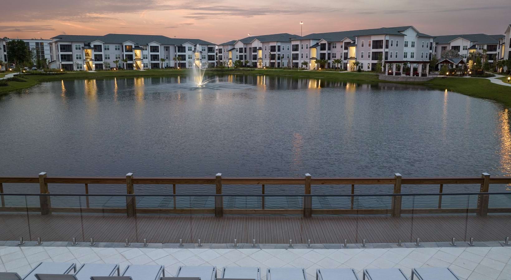 Aventon-Soraya-Sunset-Pool-Deck-View-of-Pond
